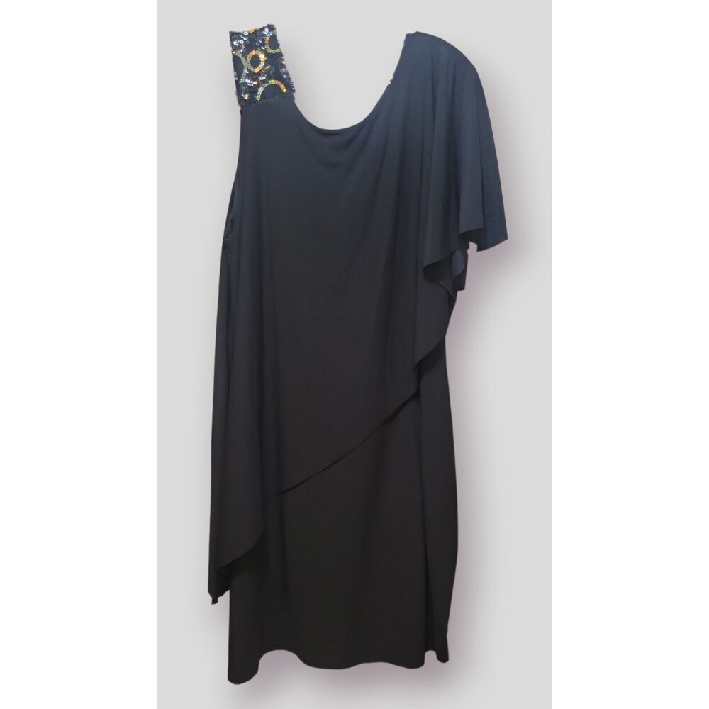 Nic and Dom Dress Womens L Black Sheath Sequin Scoop Neck Casual Career